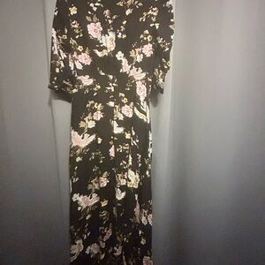 Elegant Floral Black Maxi Dress